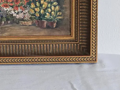 H1454-Aquarell-Küstenbild-gerahmt-Gemälde-signiert-hinter Glas-Bild-