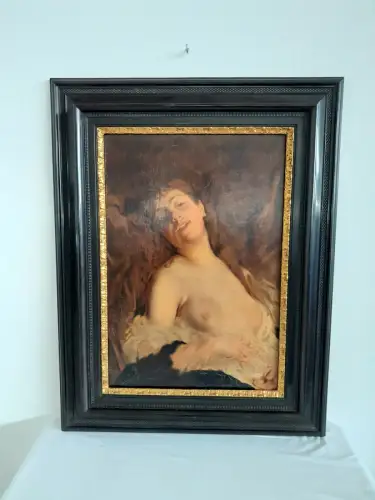 H662-Portrait-Frau-Öl auf Leinen-Ölbild-Ölgemälde-gerahmt-