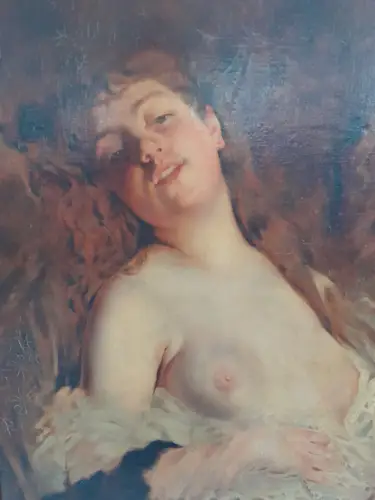 H662-Portrait-Frau-Öl auf Leinen-Ölbild-Ölgemälde-gerahmt-