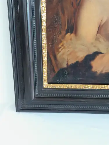 H662-Portrait-Frau-Öl auf Leinen-Ölbild-Ölgemälde-gerahmt-