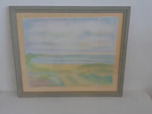 H986-Aquarell-Landschaftsbild-Gemälde-Bild-gerahmt-hinter Glas