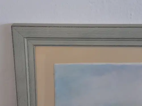 H986-Aquarell-Landschaftsbild-Gemälde-Bild-gerahmt-hinter Glas