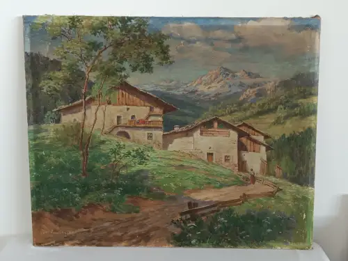 H810-Landschaftsbild-Öl auf  Leinen-Gemälde-Bild-signiert