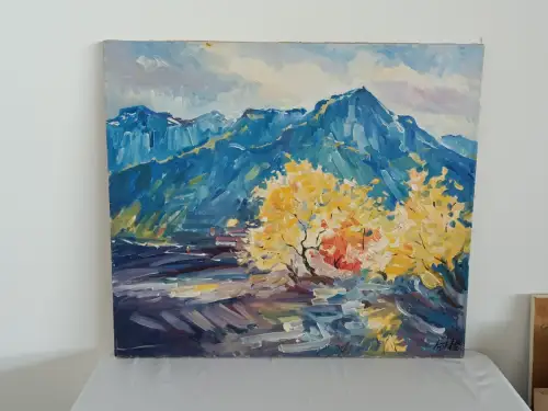 H813-Bild-Öl auf Leinen-Landschaftsbild-Gemälde-datiert-signiert