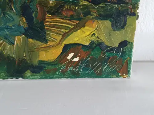 H814-Bild-Gemälde-Studie "Sternennacht"-nach Van Gogh-Öl auf Leinen-signiert