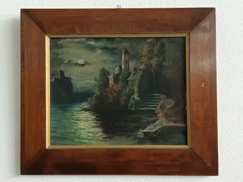 H213-Landschaftsbild-Ölbild-Öl auf Leinen-Ölgemälde-gerahmt-Bild