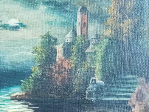 H213-Landschaftsbild-Ölbild-Öl auf Leinen-Ölgemälde-gerahmt-Bild