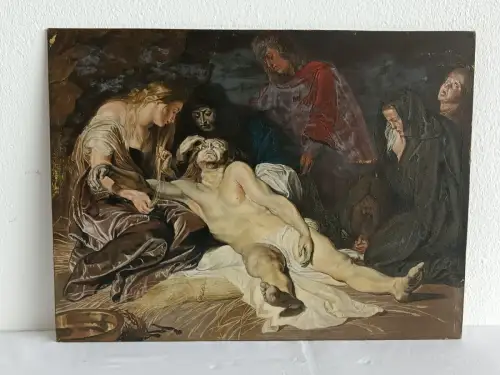 H216-Ölbild-Öl auf Holz-"Die Beweinung Christi"-Ölgemälde