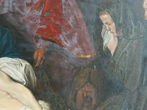 H216-Ölbild-Öl auf Holz-"Die Beweinung Christi"-Ölgemälde