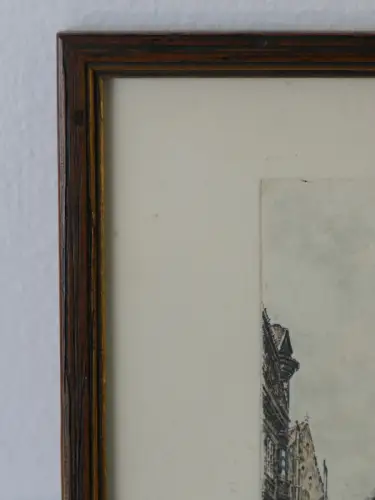 H81-Bild-Farbradierung-Gemälde-Wien-Stadtbild-signiert-gerahmt-hinter Glas