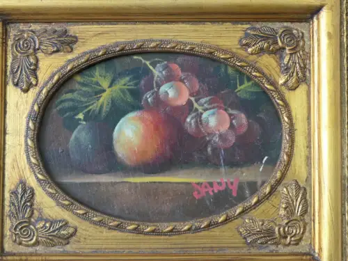 H87-Ölbild-Ölgemälde-Öl auf Holz-Stillleben-Früchte-signiert-gerahmt