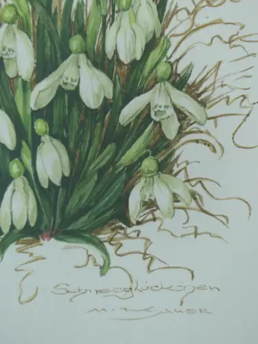 H92-Aquarell-Bild-Blumenbild-signiert-gerahmt-Gemälde-hinter Glas