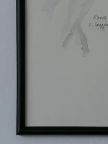 H95-Aquarell-Bild-Tierbild-Pferdekopf-Gemälde-gerahmt-signiert-datiert
