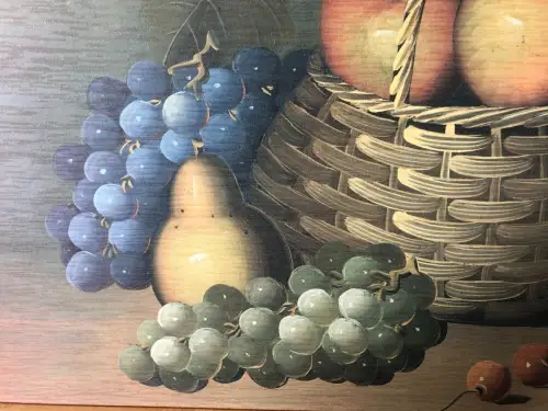 H31-Ölbild-Öl auf Holz-Stillleben-Gemälde-Früchtekorb-Bild-gerahmt-signiert