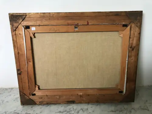 H32-Ölgemälde-Stillleben-Ölbild-Öl auf Leinen-Früchte am Tisch-gerahmt-signiert