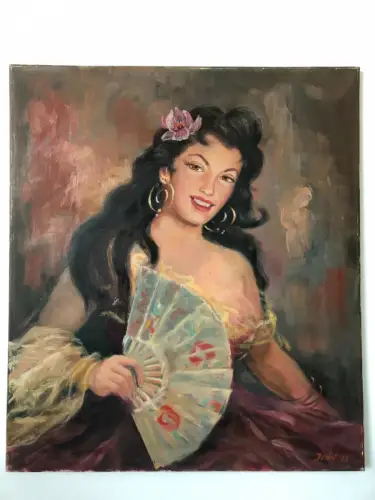 H36-Portrait-Öl auf Leinen-Ölgemälde-Ölbild-Frauenportrait-signiert-datiert