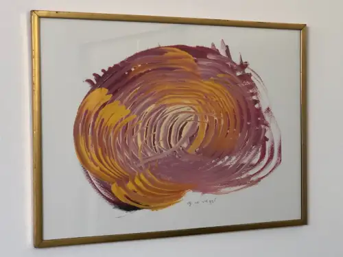 H38-Aquarell-Gemälde-Bild-abstraktes Motiv-hinter Glas-gerahmt-signiert