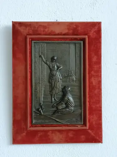 H224-Szenerie-Bild-Zinnbild-"die Liebeserklärung"-gerahmt-Gemälde