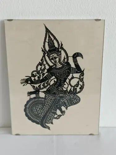 H229-Scherenschnitt-Asiatisches Motiv-hinter Glas-Bild
