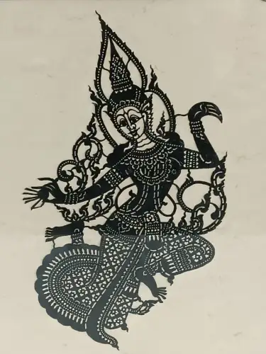 H229-Scherenschnitt-Asiatisches Motiv-hinter Glas-Bild