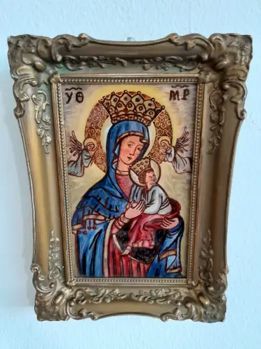 H359-Heiligenbild-Hinterglasbild-signiert-gerahmt-datiert