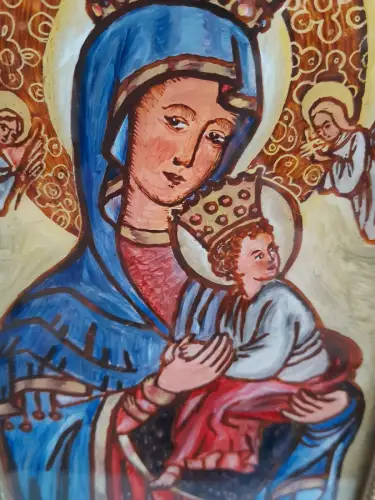 H359-Heiligenbild-Hinterglasbild-signiert-gerahmt-datiert