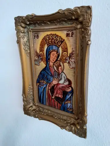 H359-Heiligenbild-Hinterglasbild-signiert-gerahmt-datiert