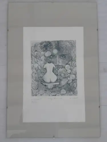 H295-Abstrakte Kunst-original-Radierung-Passepartout-signiert-datiert