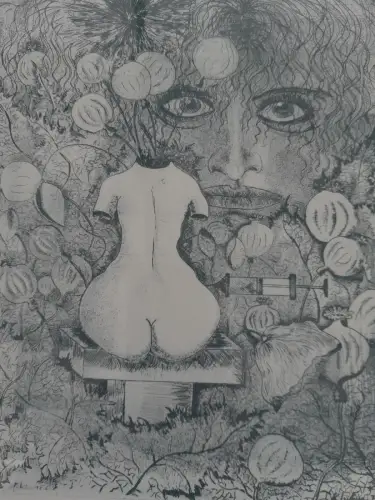 H295-Abstrakte Kunst-original-Radierung-Passepartout-signiert-datiert