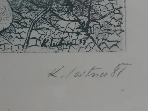 H295-Abstrakte Kunst-original-Radierung-Passepartout-signiert-datiert