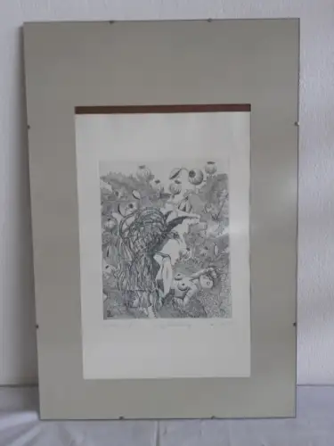 H296-Abstrakte Kunst-original-Radierung-Passepartout-signiert-datiert