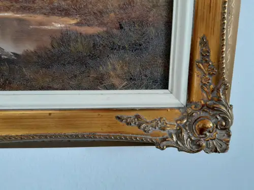 H1469-Ölbild-Öl auf Leinen-Ölgemälde-Landschaftsbild-gerahmt-Bild-Gemälde