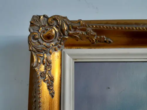 H1469-Ölbild-Öl auf Leinen-Ölgemälde-Landschaftsbild-gerahmt-Bild-Gemälde