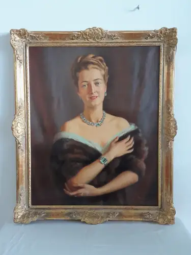 H1473-Ölbild-Portrait-Öl auf Leinen-Ölgemälde-signiert-gerahmt-datiert-Bild