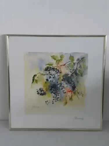 H767-Stillleben-Bild-Kunstdruck-Gemälde-gerahmt-signiert-hinter Glas