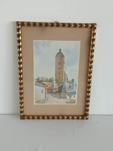 H821-Aquarell-auf Papier-Bild-Gemälde-hinter Glas-signiert-gerahmt-datiert