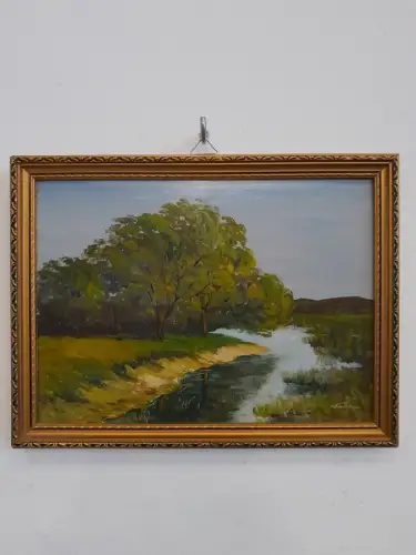 H1489-Ölbild-Öl auf Holz-Landschaftsbild-Naturbild-signiert-gerahmt-Ölgemälde