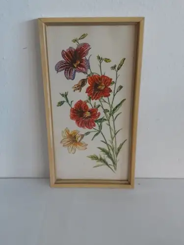 H1501-Aquarell-Blumenbild-Bild-gerahmt-Gemälde-signiert