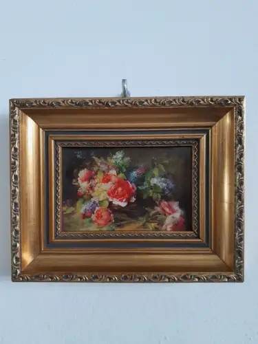 H1476-Kunstdruck-auf Karton-Stillleben-Blumenbild-gerahmt-Bild-Gemälde