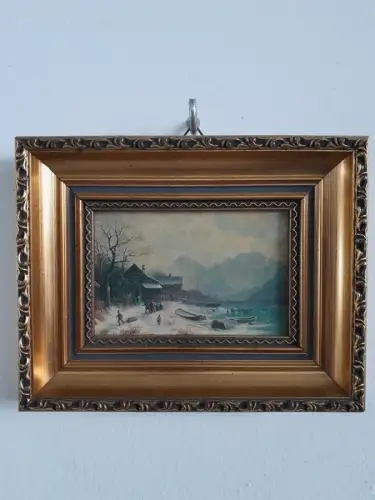 H1479-Kunstdruck-auf Karton-Küstenlandschaft-gerahmt-Bild-Gemälde-Landschaft