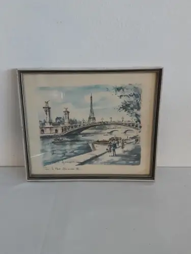 H1503-Kunstdruck-Paris-Stadtbild-Gemälde-Bild-gerahmt-hinter Glas-Druck