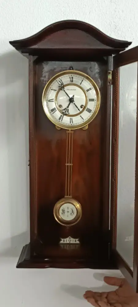 H61074-Historismusuhr-Wanduhr-Pendeluhr-altdeutsche Wanduhr-Uhr-Historismus 0