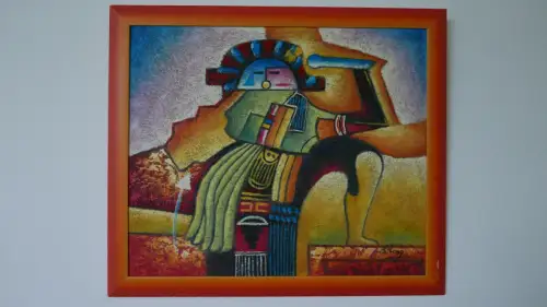 H28-Gemälde-Öl auf Karton-Ölgemälde-Ölbild-lateinamerikanische Skulptur-