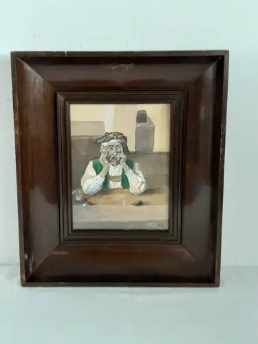 H1018-Aquarell-Szenenbild-signiert-gerahmt-datiert-Gemälde-Bild