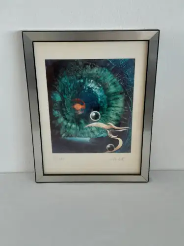 H1027-Kunstdruck-Gemälde-Bild-Passepartout-gerahmt-signiert-