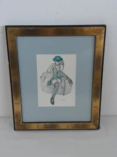 H1026-Kunstdruck-Gemälde-Bild-Passepartout-gerahmt-hinter Glas-signiert-