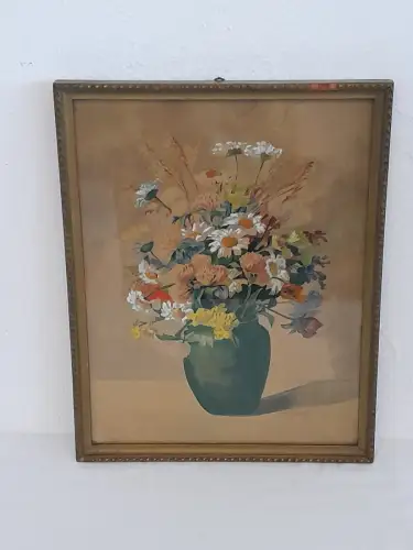 H1005-Aquarell-Stillleben-Bild-Gemälde-signiert-gerahmt-datiert