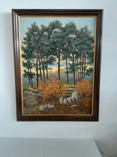 H1036-Ölbild-Landschaftsbild-Öl auf Leinen-Ölgemälde-gerahmt-