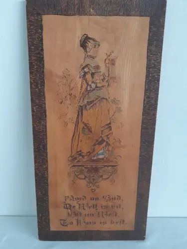 H724-Holzbild-Brandmalerei-Bild-Gemälde-