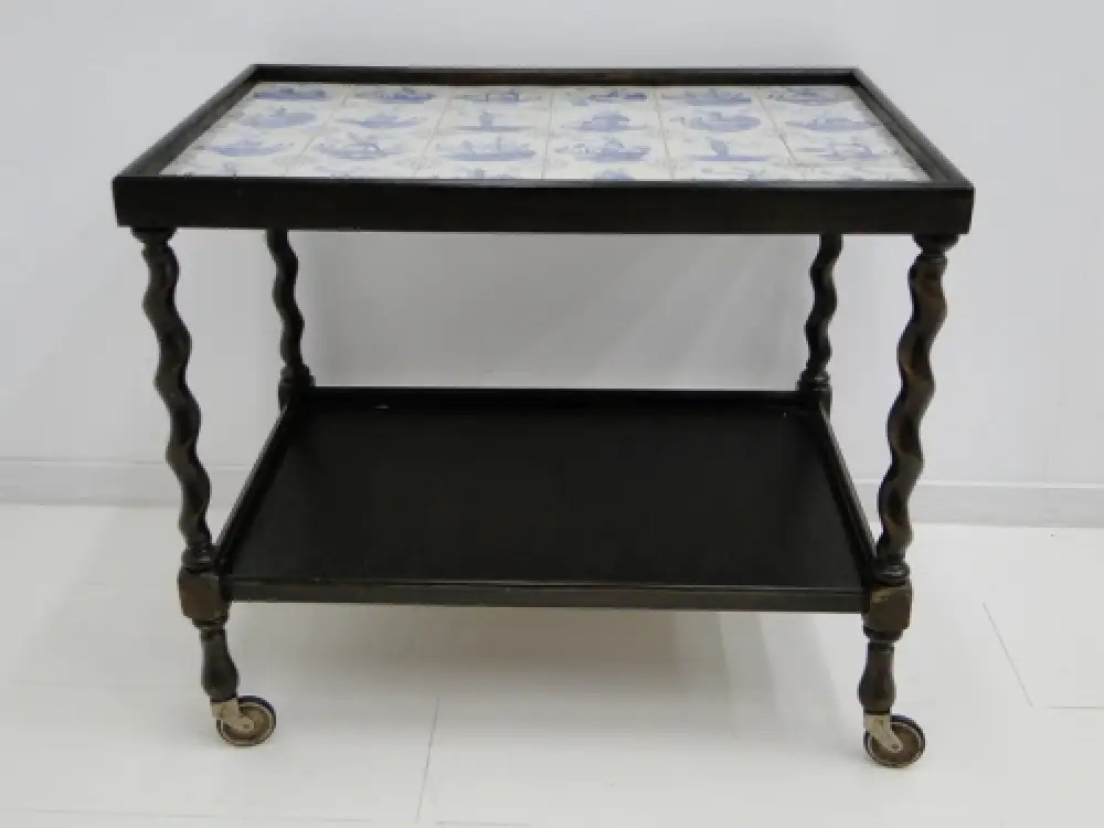 2907-Servierwagerl-Dinett-Rollbar-Servierwagen-Fliesen holländisches Motiv-Bar- 0